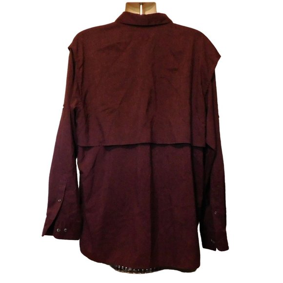 Magellan Fish Gear Shirt XL Maroon Relaxed Fit Adjustable Long Sleeves Vented - Picture 5 of 9